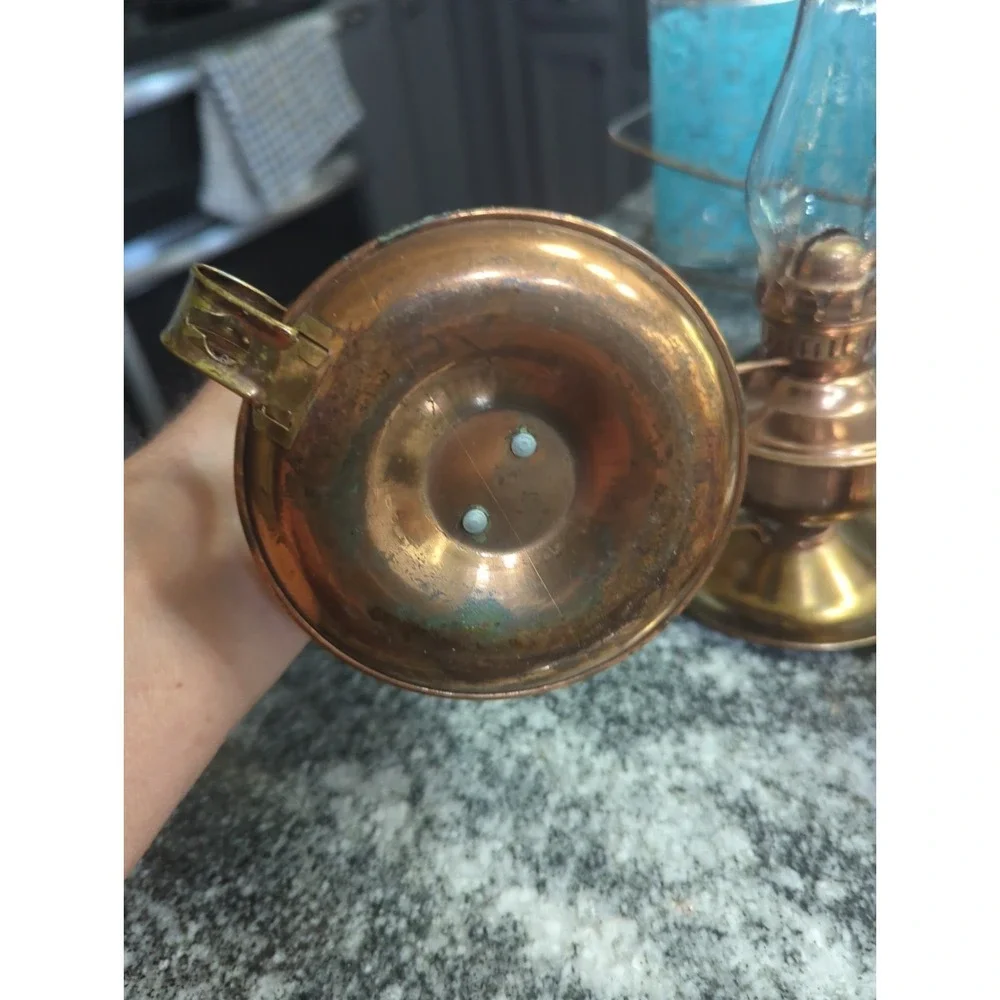 3 Vintage Kerosene Lamp Glass Chimney Copper Finish 2 Positions